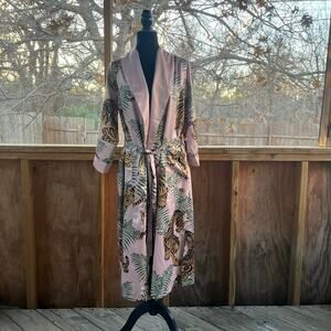 Z Gallerie Women's Pink Tigress Satin Robe One Size